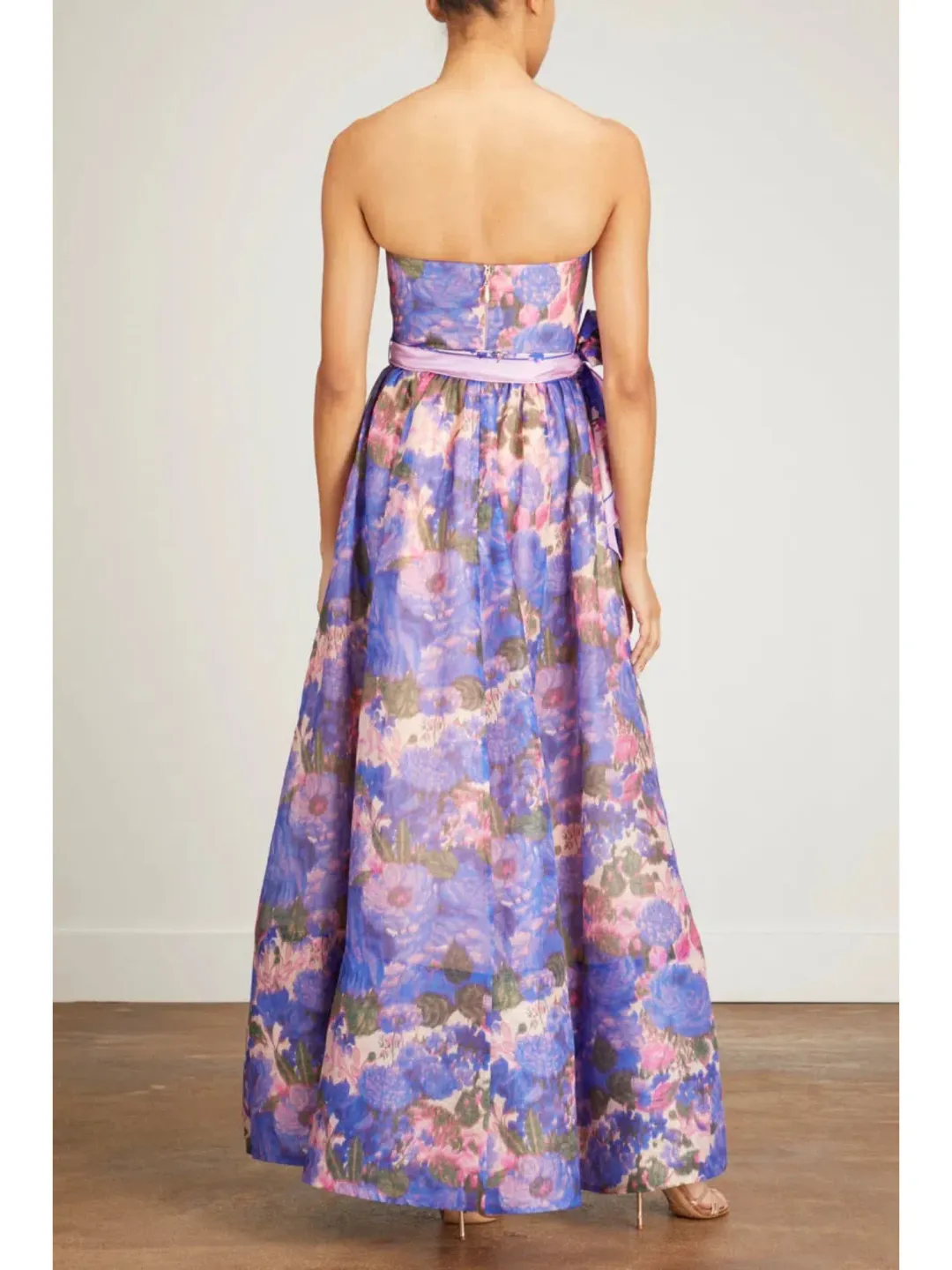 Zimmermann High Tide Strapless Dress Purple Ikat Floral Size 0 / AU 8 for rent on The Volte - main image