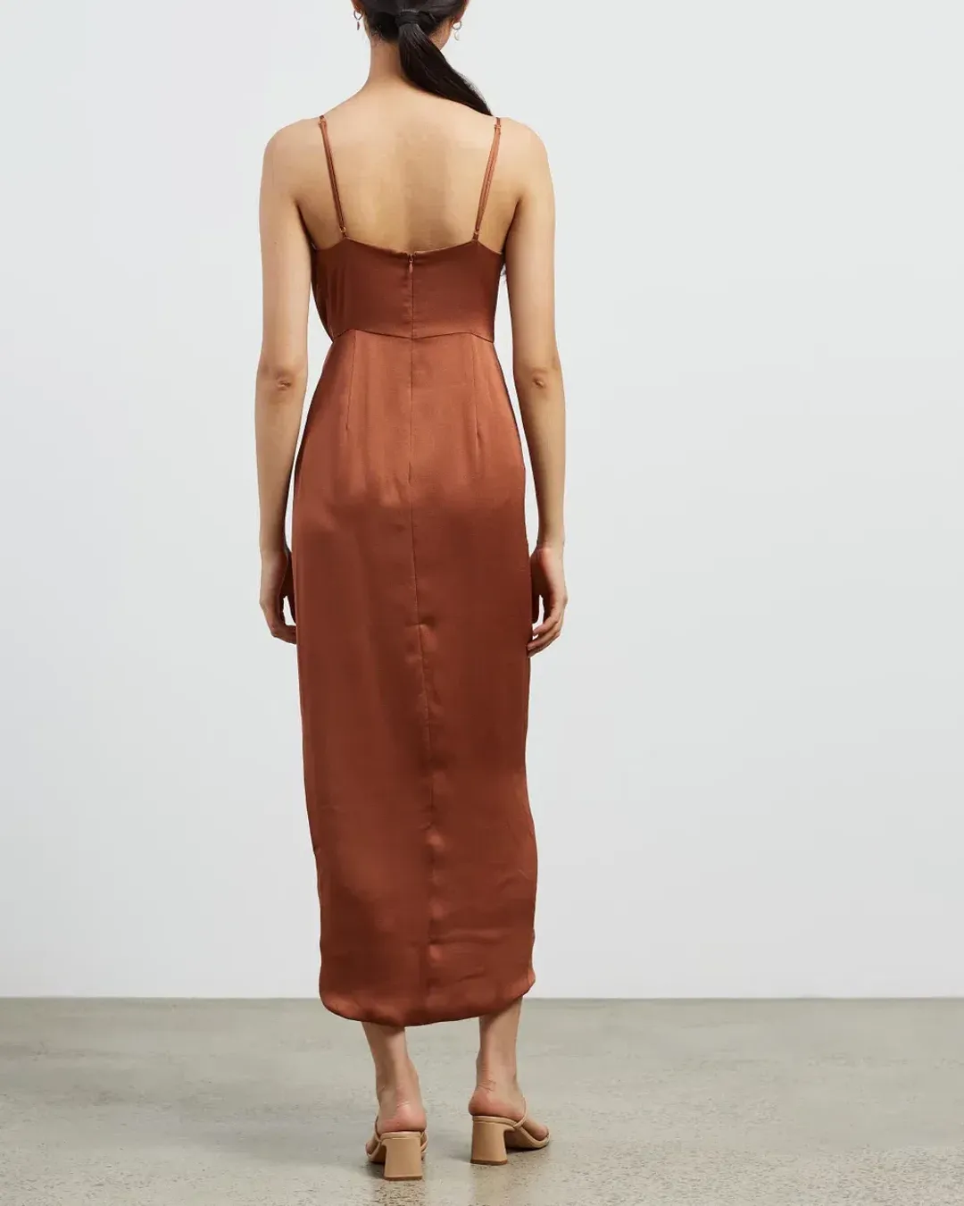 Shona Joy Luxe Tie Front Cocktail Dress Mocha Size AU 16 for rent on The Volte - main image