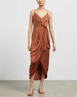 Shona Joy Luxe Tie Front Cocktail Dress Mocha Size AU 16 for rent on The Volte - image 1
