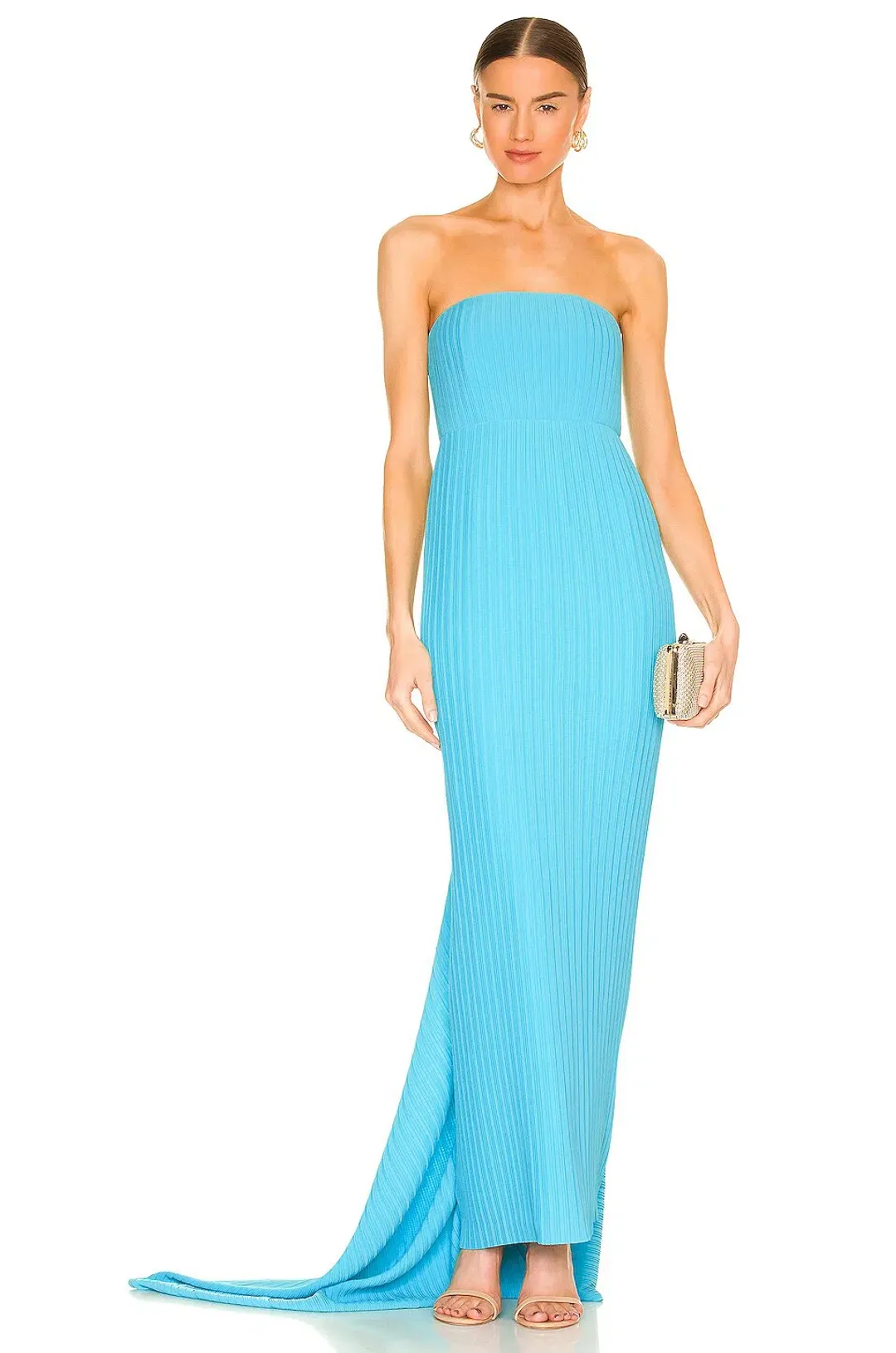 Solace London Harlee Strapless Draped Gown Blue Size AU 8 for rent on The Volte - main image
