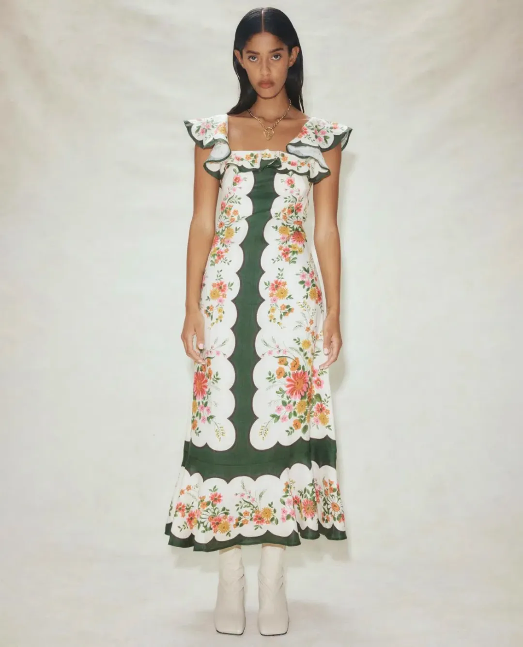 Alemais Elisabetta Ruffle Midi Dress Multi Size AU 8 for rent on The Volte - main image