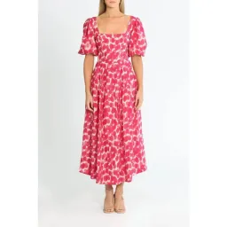 Ministry of Style Mottled Blossoms Midi Dress Pink Print Size 16 for rent on The Volte - image 1