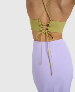 By Johnny The Fresco Halter Maxi Dress Lilac/Green Size 12 for rent on The Volte - image 6