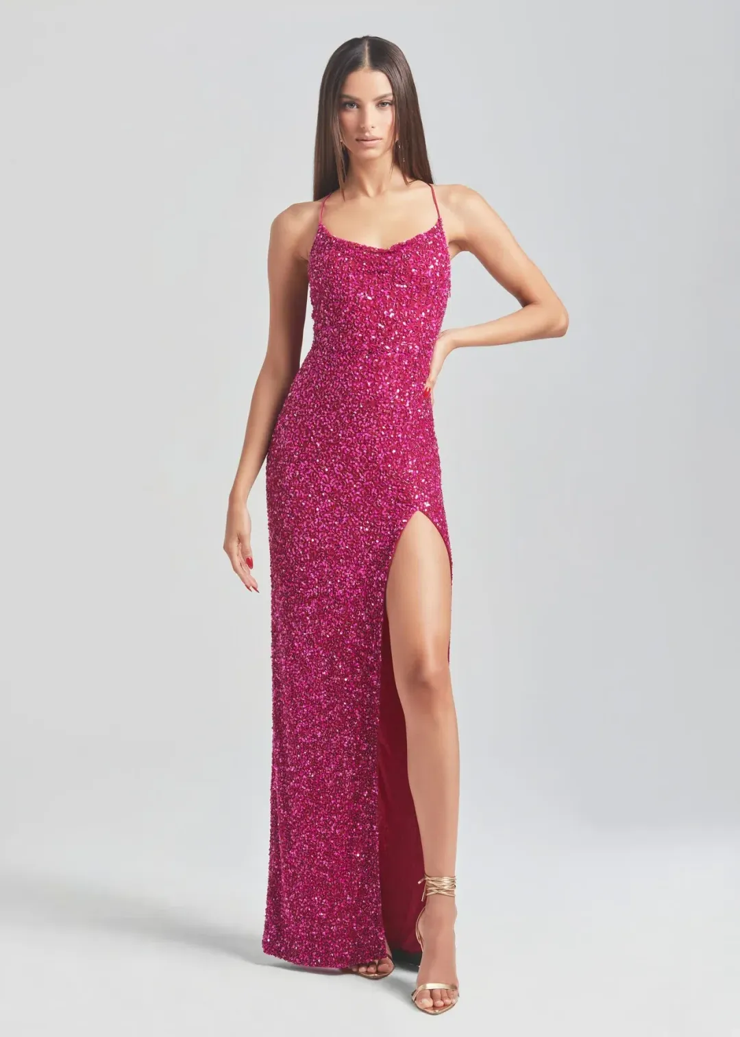Retrofete Blair Sequin Dress Pink Size 6 for rent on The Volte - main image