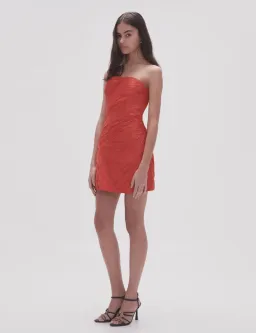 Aje Amina Ruched Red Dress Size 10  for rent on The Volte - image 3