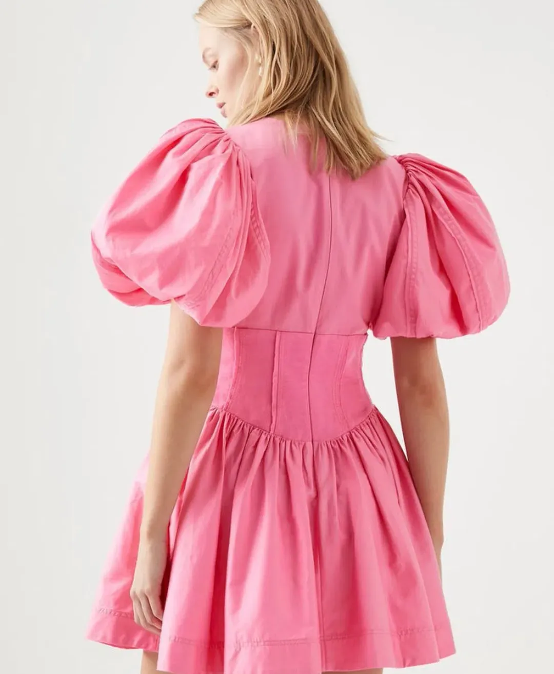 Aje  Gianna Puff Sleeve Mini Dress Pink Size 6 for rent on The Volte - main image