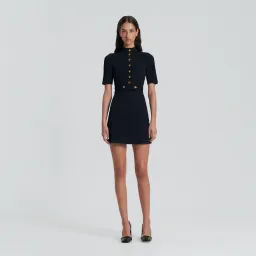 Scanlan Theodore Crepe Knit Mini Dress Black Size 6 for rent on The Volte - image 3