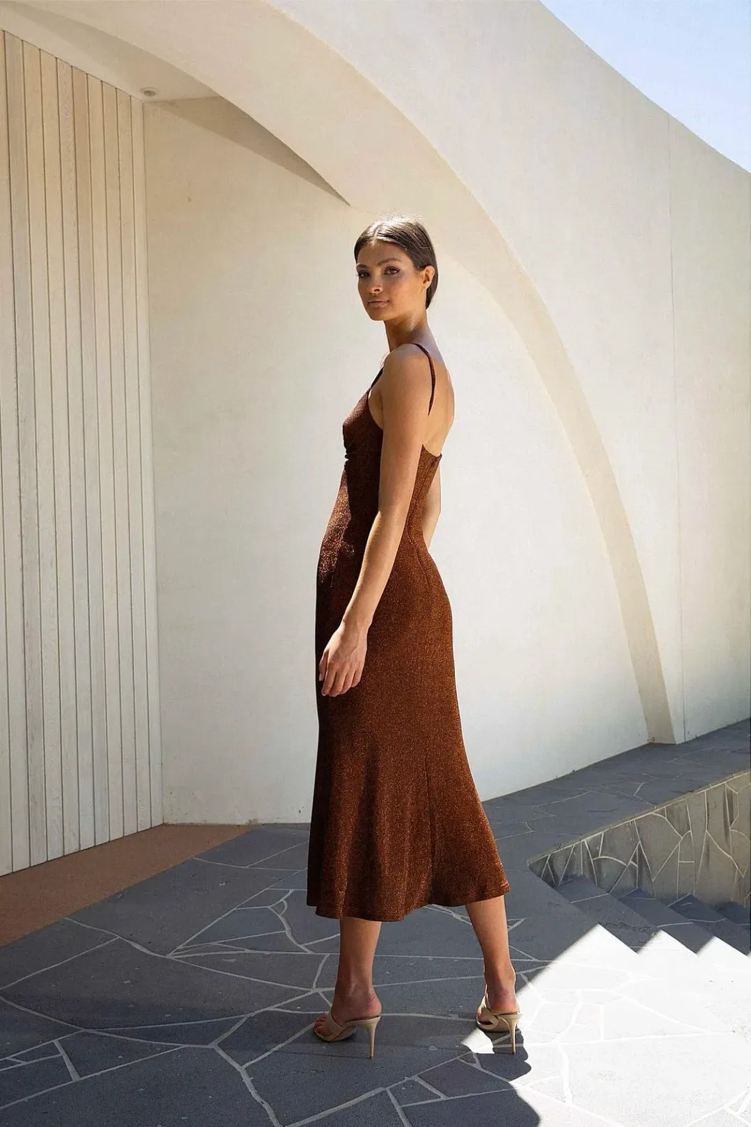 Misha Josette Midi Dress Brown Size 6 for rent on The Volte - main image