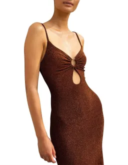 Misha Josette Midi Dress Brown Size 6 for rent on The Volte - image 3