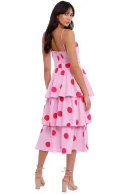 Rebecca Vallance Dalia Midi Dress Pink Polka Dot Pink Print Size 8 AU for rent on The Volte - image 3