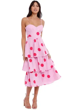 Rebecca Vallance Dalia Midi Dress Pink Polka Dot Pink Print Size 14 for rent on The Volte - image 2