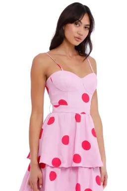 Rebecca Vallance Dalia Midi Dress Pink Polka Dot Pink Print Size 14 for rent on The Volte - image 4