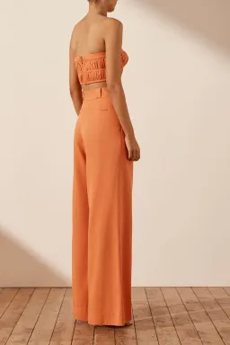 Shona Joy Sara Tailored Wide Leg Pant & Strapless Bustier Orange Size AU 10 for rent on The Volte - image 2