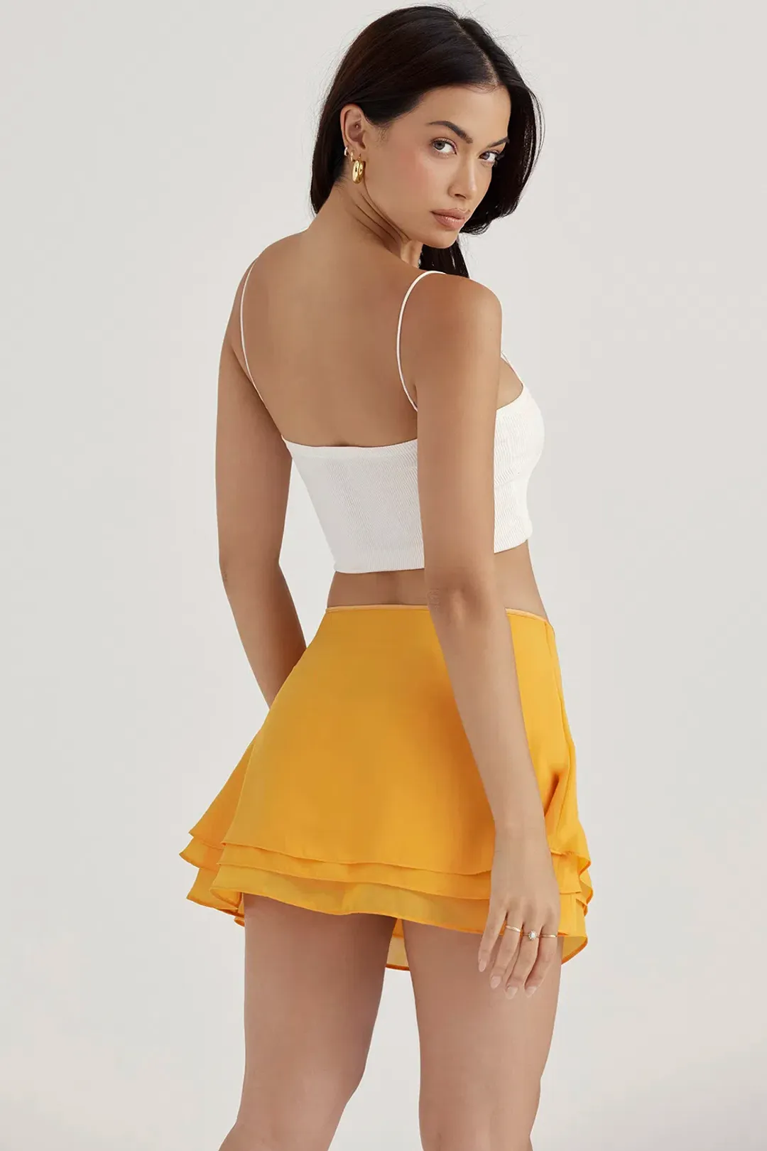 House of CB Clarice Floaty Layered Mini Skirt Tangerine Size AU 12 for rent on The Volte - main image