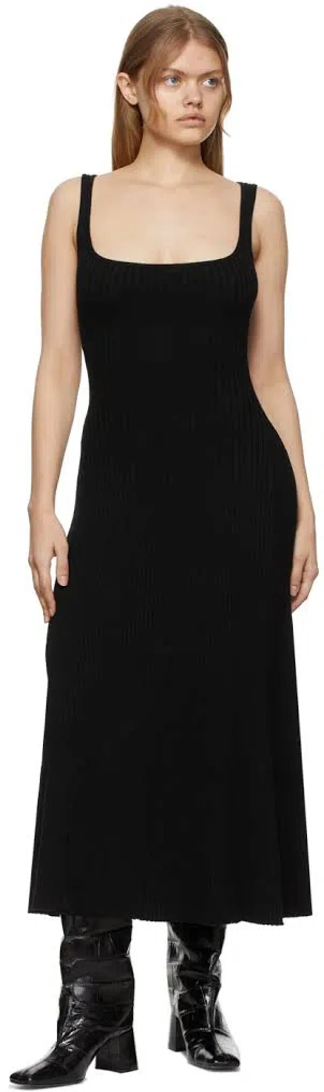 Anna Quan Dido Rib Knit Midi Dress Black Size 8 for rent on The Volte - main image