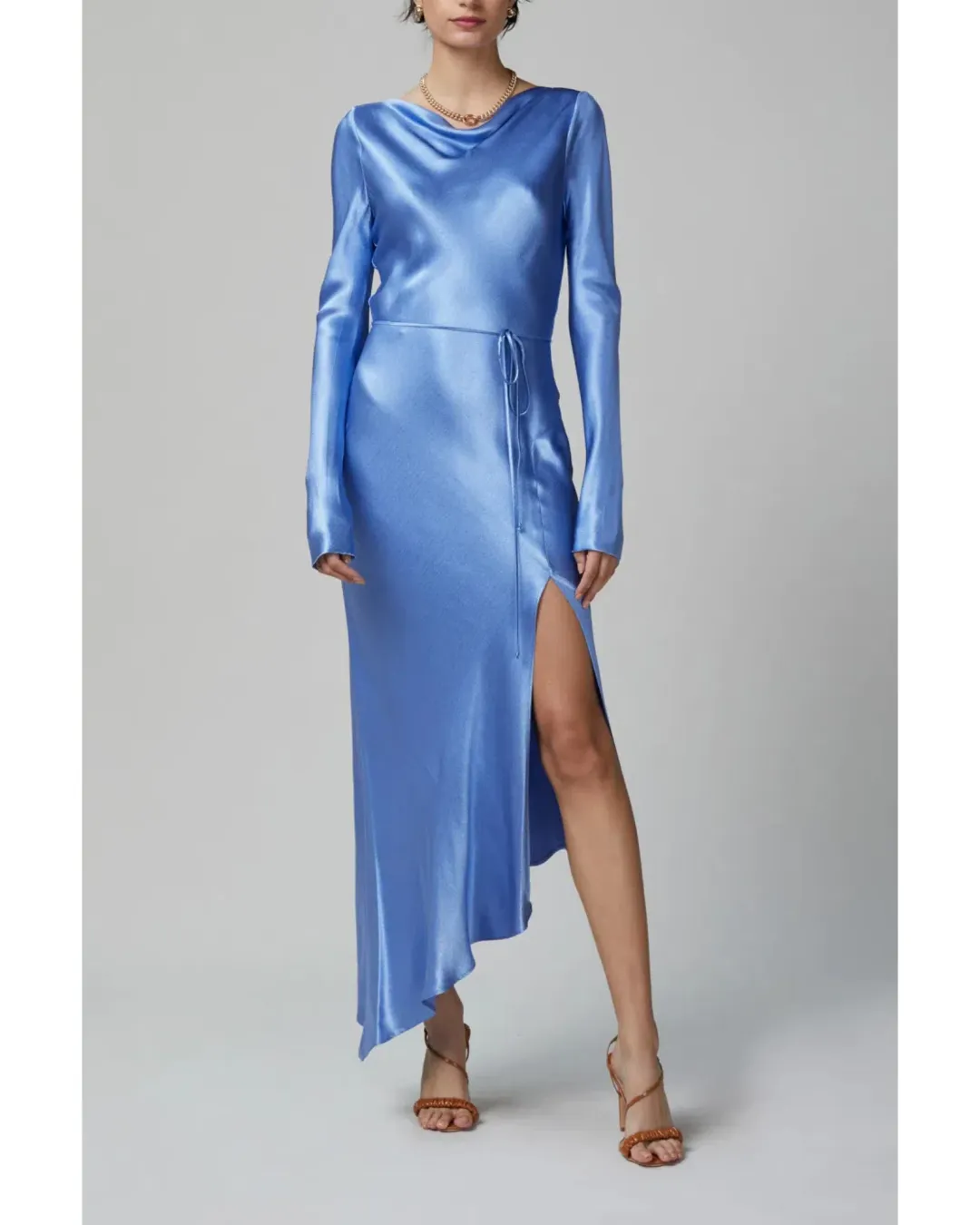 Bec & Bridge Delphine Long Sleeve Midi Dress in Cornflower Blue Size AU 6 for rent on The Volte - main image