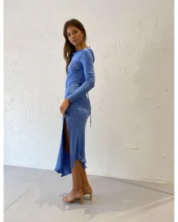Bec & Bridge Delphine Long Sleeve Midi Dress in Cornflower Blue Size AU 6 for rent on The Volte - image 4
