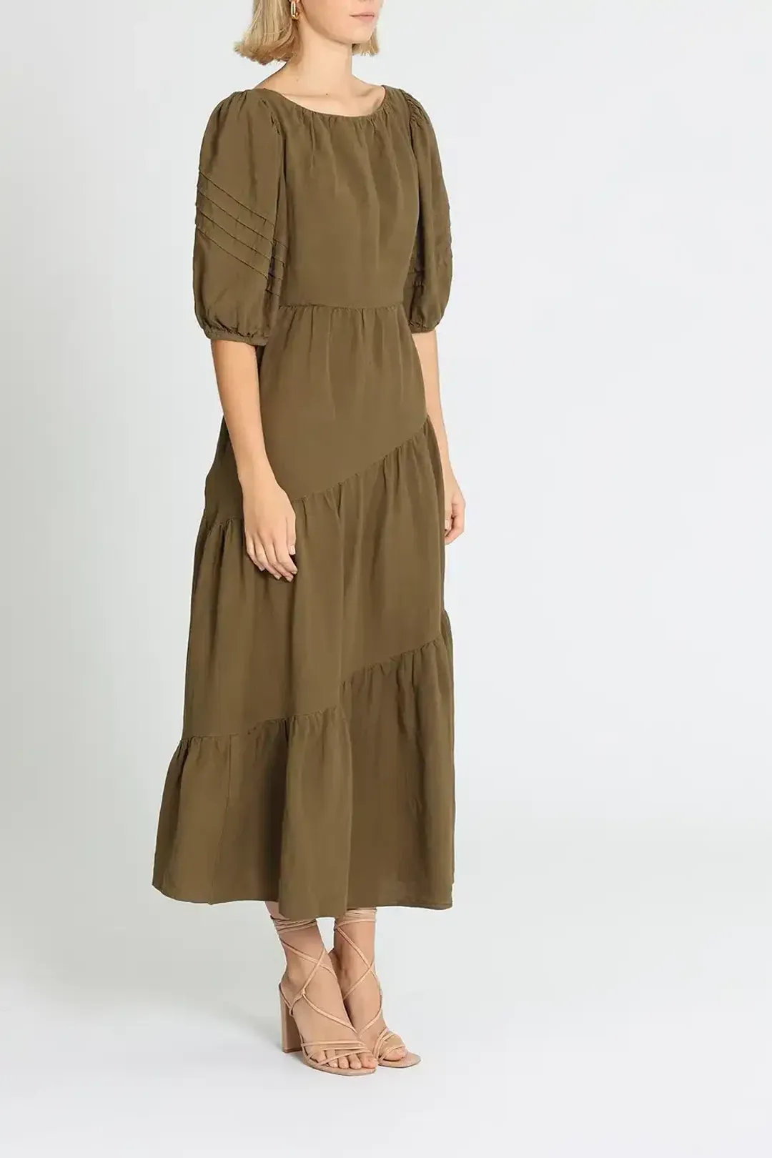 Shona Joy Juliana Midi Dress Khaki Size 12 for rent on The Volte - main image