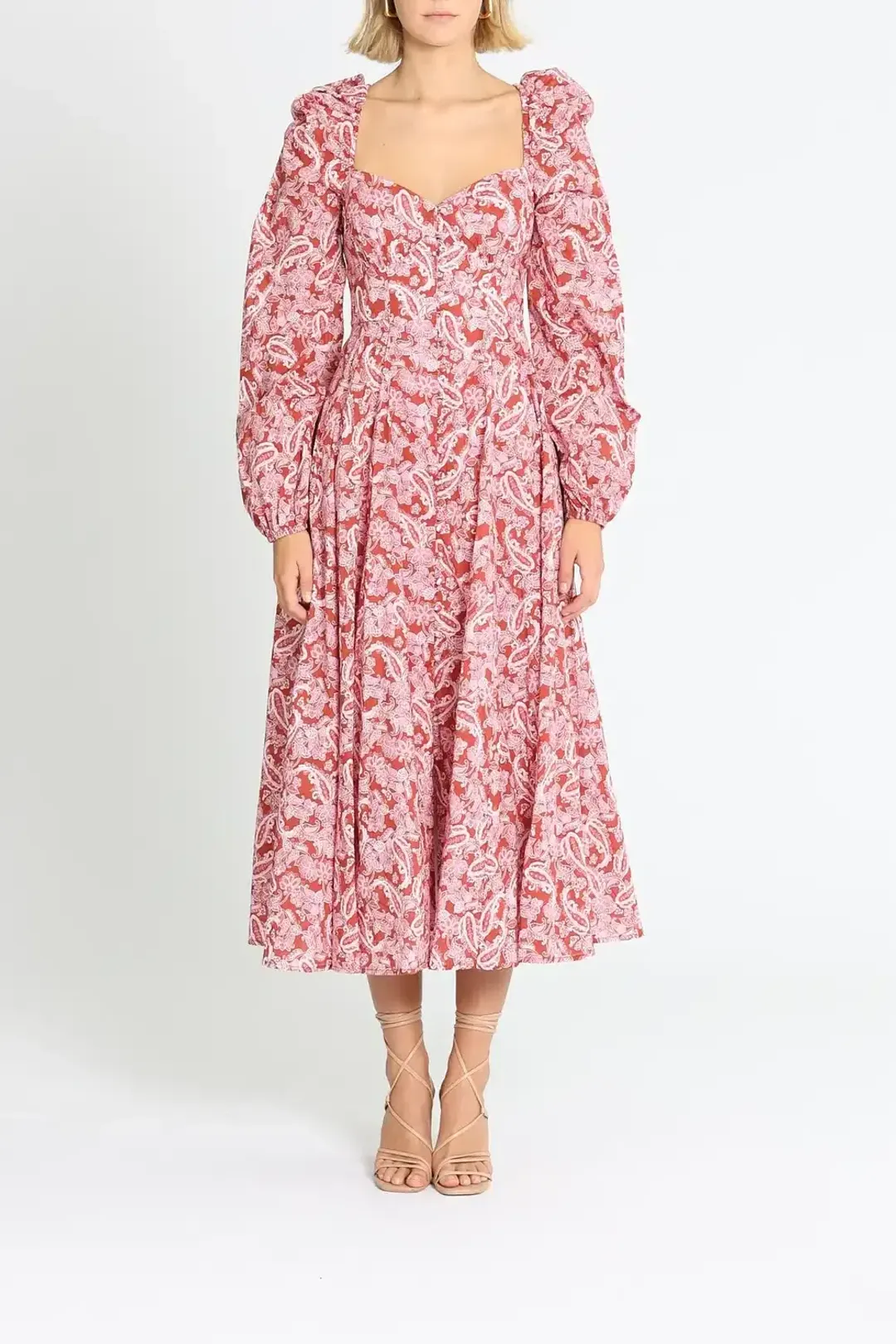 Steele Esme Dress Chestnut Paisley Pink Print Red Size 8 for rent on The Volte - main image