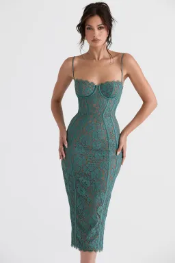 House of CB Joelle Lace Midi Dress Green Size L/Au 12  for rent on The Volte - image 2