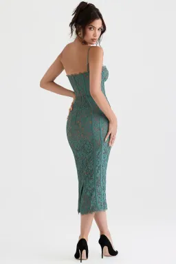 House of CB Joelle Lace Midi Dress Green Size L/Au 12  for rent on The Volte - image 4
