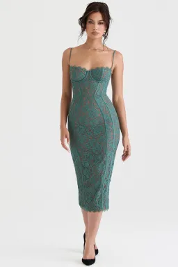House of CB Joelle Lace Midi Dress Green Size L/Au 12  for rent on The Volte - image 1