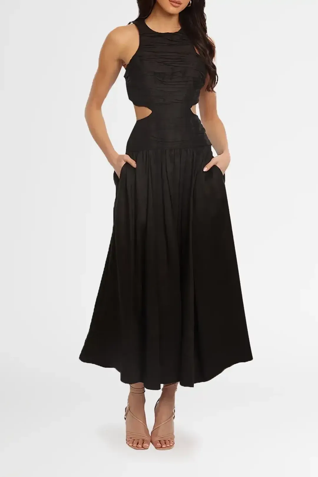 AJE Introspect Midi Dress Black Size 12 for rent on The Volte - main image
