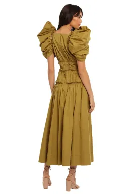 AJE Frequency Midi Dress Khaki Size 8 for rent on The Volte - image 2