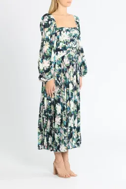 Acler Mattison Dress Navy Posey Blue Multi Print Size 10 for rent on The Volte - image 2