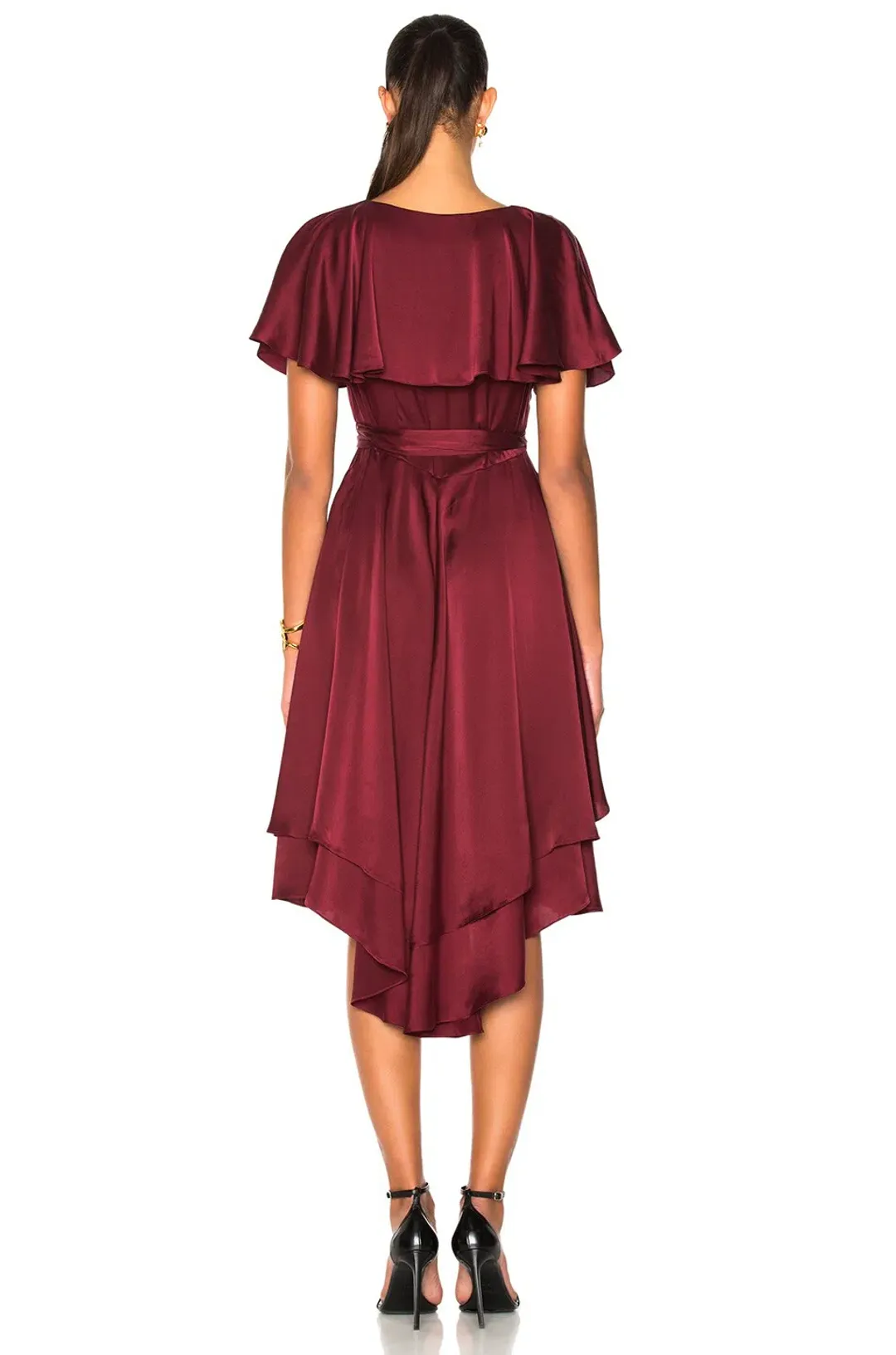 Zimmermann Wrap High Low Midi Dress Burgundy Size 8 for rent on The Volte - main image