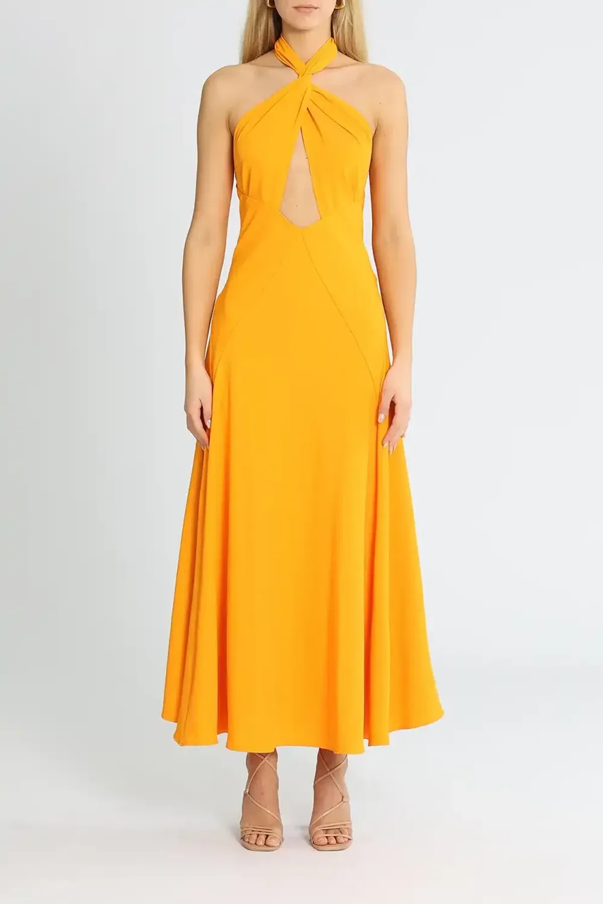 By Johnny Zina Midi Dress Orange Size 14 for rent on The Volte - main image