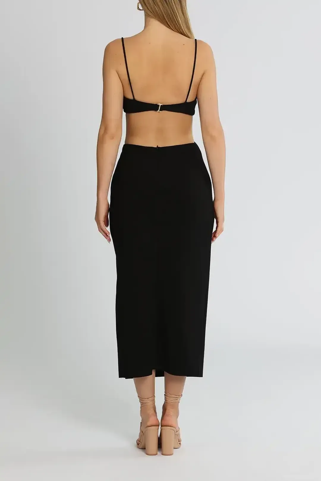 Bec & Bridge Alba Cut Out Midi Dress Black Size 10 for rent on The Volte - main image