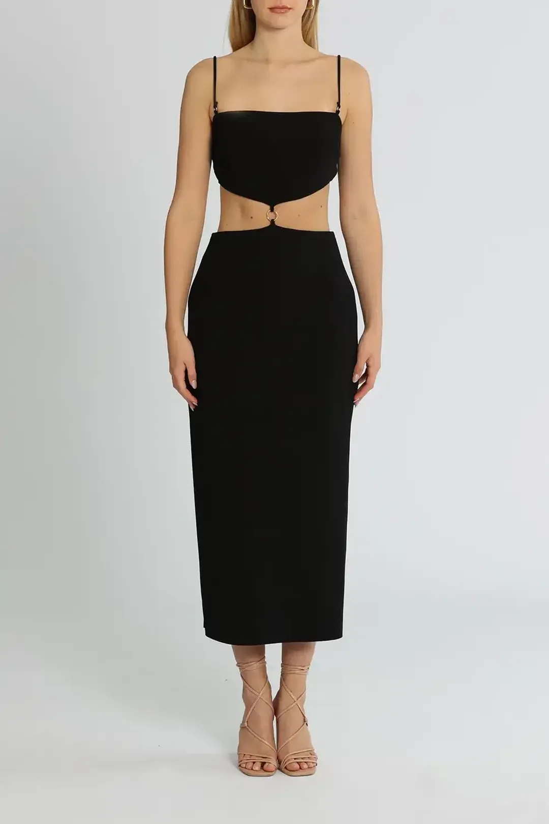 Bec & Bridge Alba Cut Out Midi Dress Black Size 10 for rent on The Volte - main image