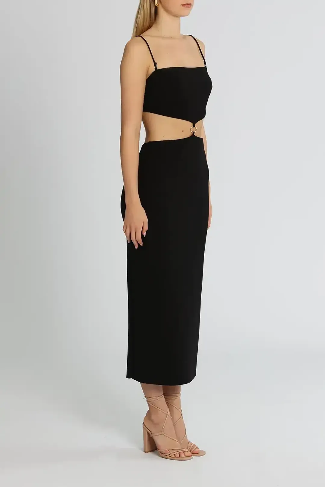 Bec & Bridge Alba Cut Out Midi Dress Black Size 10 for rent on The Volte - main image
