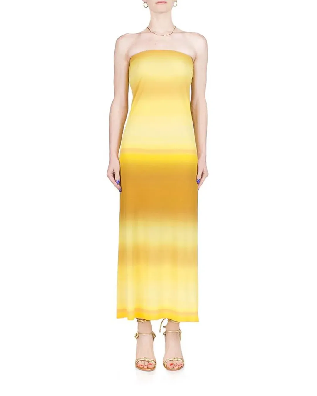 Bec & Bridge Amara Strapless Midi Dress Golden Ombre Size 8  for rent on The Volte - main image