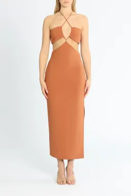 Bec & Bridge Cut Out Midi Dress Orange Size 10 for rent on The Volte - image 1