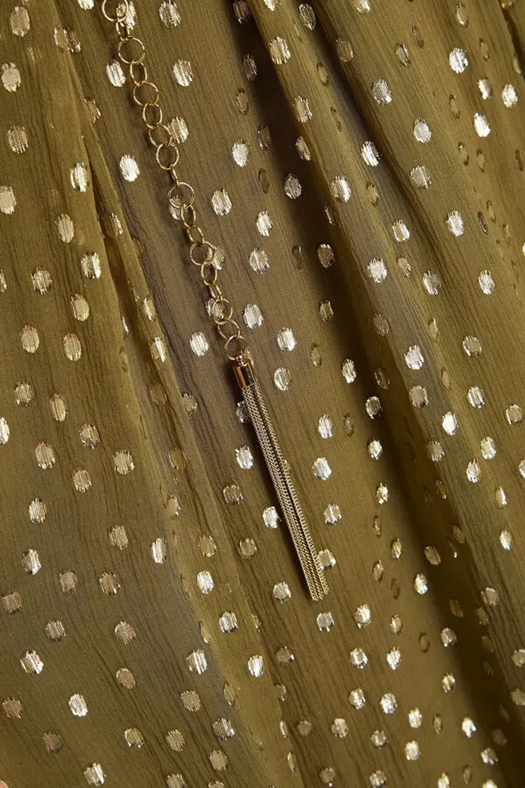 Zimmermann Billow Pussy-bow Metallic Fil Coupé Silk-blend Crepon Midi Dress Green Size AU 10 for rent on The Volte - main image