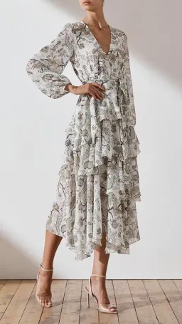 Shona Joy Quinn Tiered Midi Dress Floral Size 10 for rent on The Volte - image 2