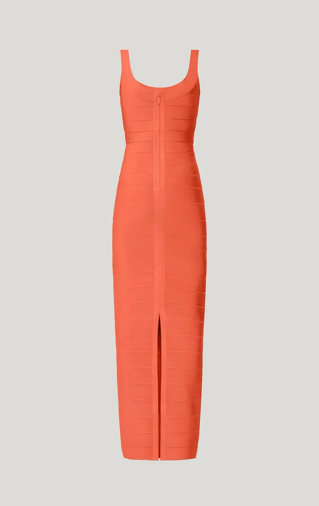 Herve Leger Round Neck Gown Coral Size XS / AU 6 for rent on The Volte - main image