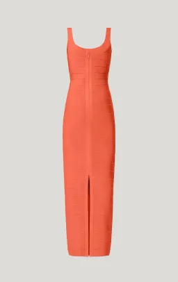 Herve Leger Round Neck Gown Coral Size XS / AU 6 for rent on The Volte - image 5