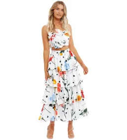 Leo Lin La Flor Top And Tiered Skirt Set Floral Size AU 10 for rent on The Volte - image 1