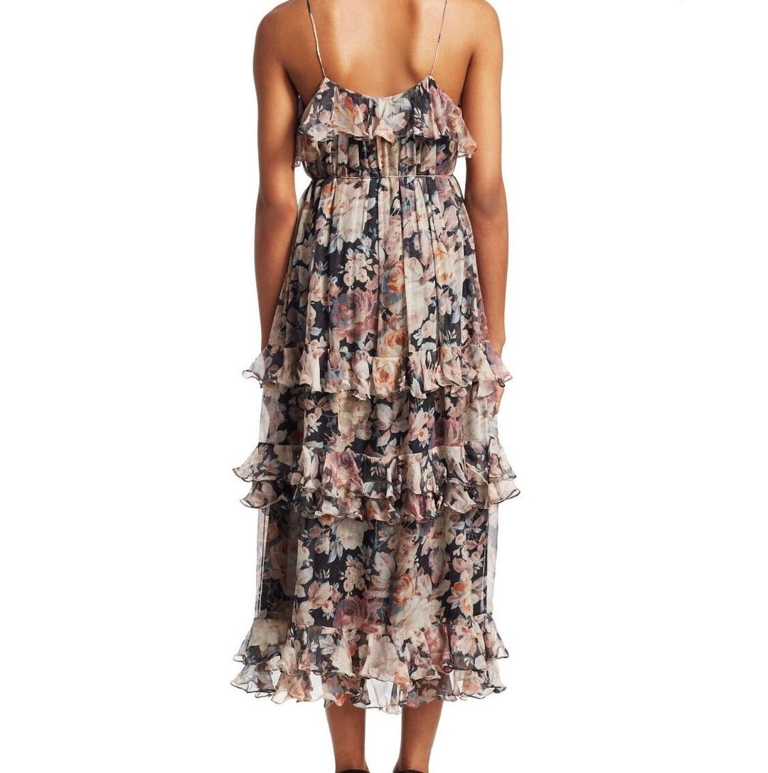 Zimmermann Tempest Frolic Tier Dress Pink Floral Size 8 for rent on The Volte - main image