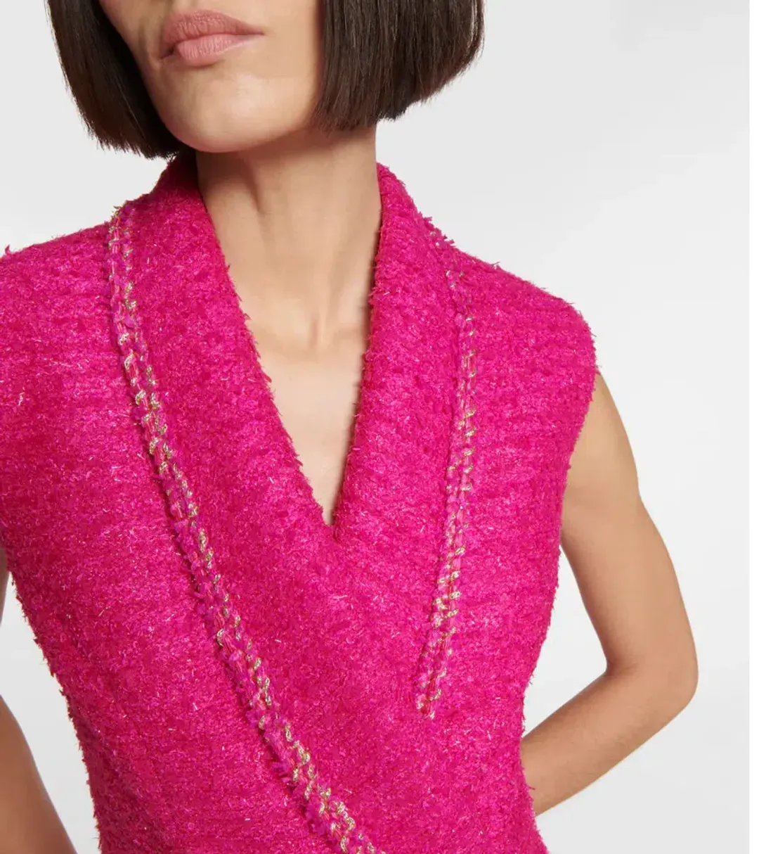 Rebecca Vallance Palais Sleeveless Tweed Blazer Mini Dress Pink Size AU 10 for rent on The Volte - main image
