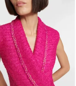 Rebecca Vallance Palais Sleeveless Tweed Blazer Mini Dress Pink Size AU 10 for rent on The Volte - image 3