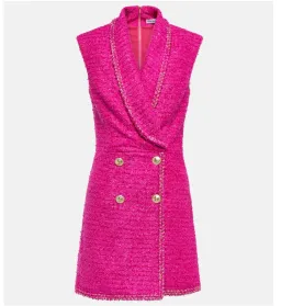 Rebecca Vallance Palais Sleeveless Tweed Blazer Mini Dress Pink Size AU 10 for rent on The Volte - image 5