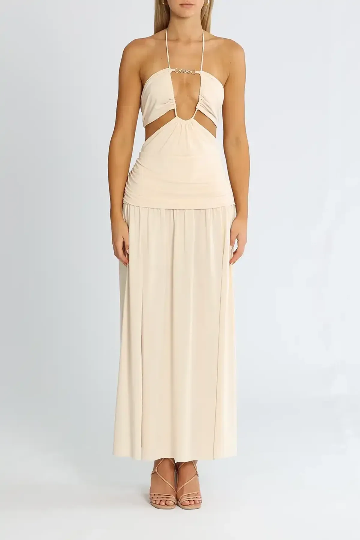 Bec & Bridge Adaline Cut Out Maxi Dress Cream Size AU 10 for rent on The Volte - main image