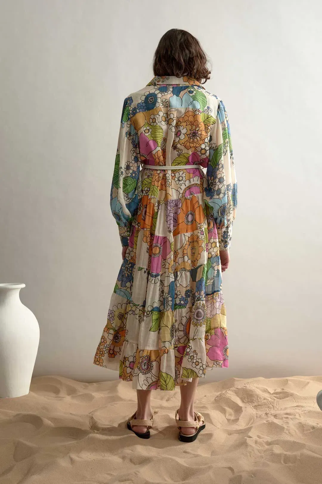Alemais Farrah Tiered Floral Shirt Dress Floral Size 14 for rent on The Volte - main image