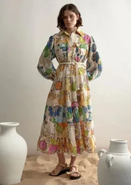 Alemais Farrah Tiered Floral Shirt Dress Floral Size 14 for rent on The Volte - image 1