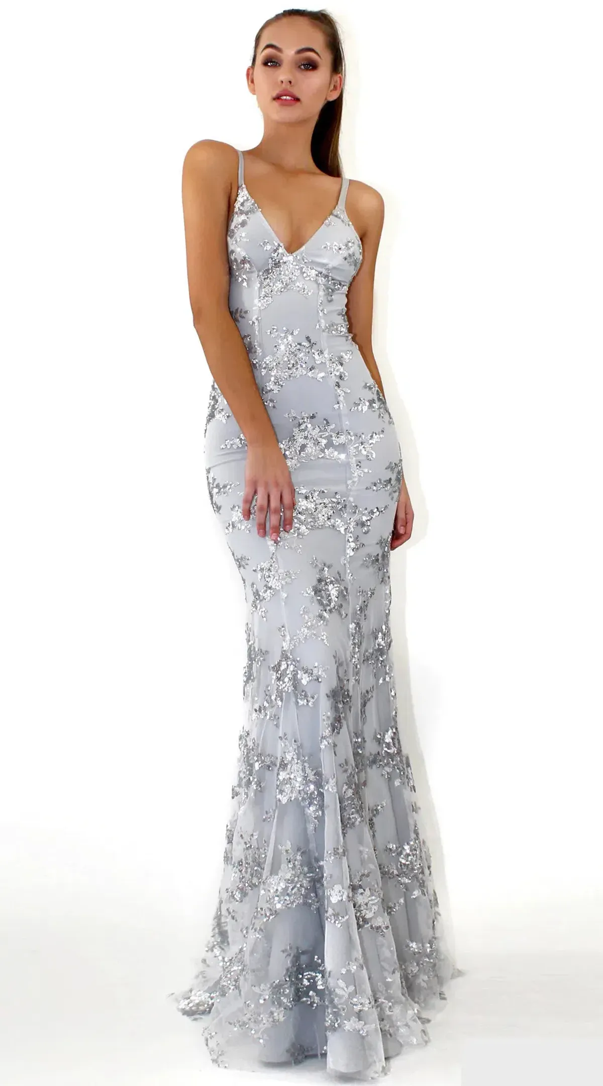 Studio Minc Silver Jadore Dress Sequin Size 6 for rent on The Volte - main image