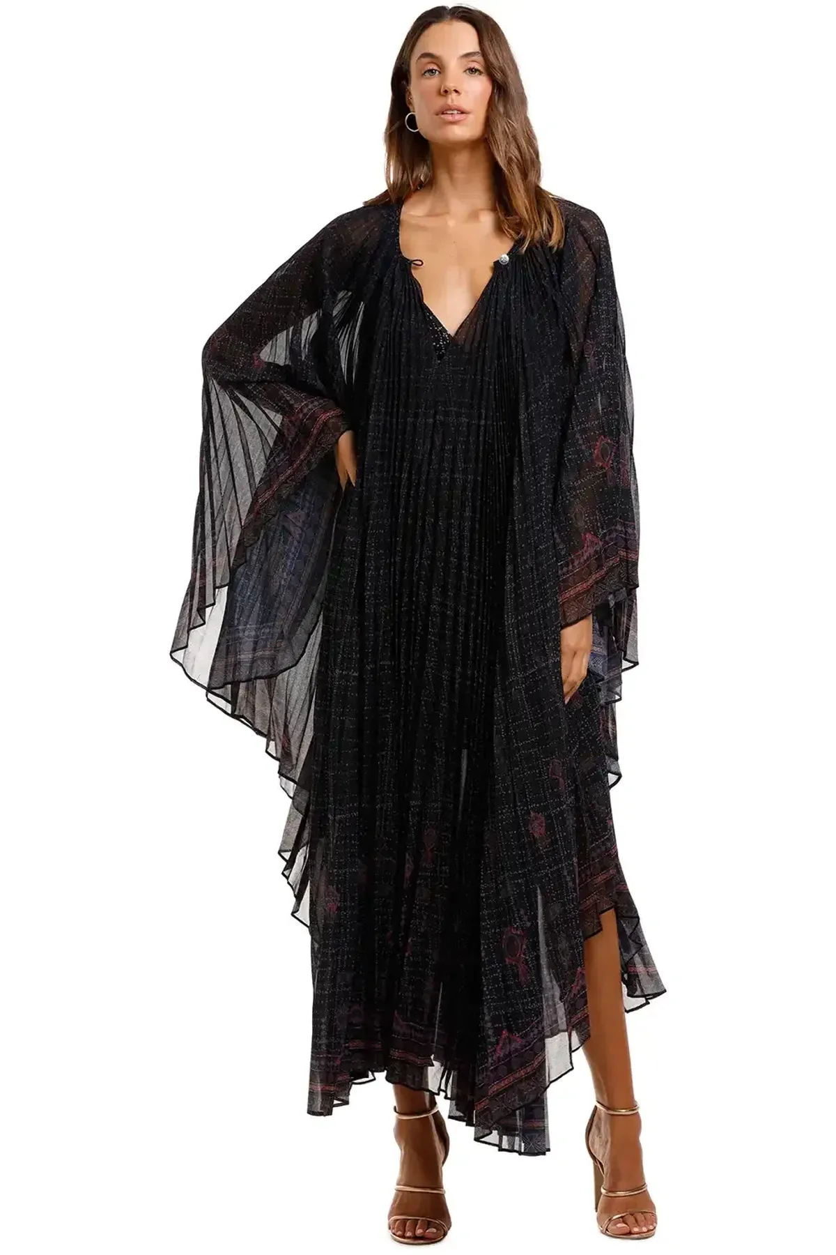 Camilla Sunray Pleated Kaftan Black Size 10 for rent on The Volte - main image
